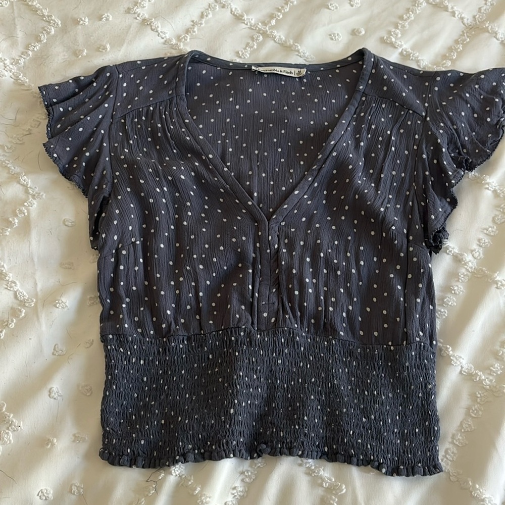 Abercrombie and Fitch short-sleeved blue/ gray medium shirt